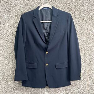 Chaps Blazer Boys 18 R Navy Blue Double Button Suit Jacket with Gold Buttons